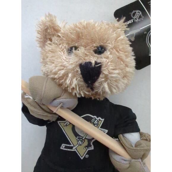 NHL Pittsburgh Penguins 10" Stuffed Hockey Bear With Wooden Hockey Stick - Picture 2 of 7